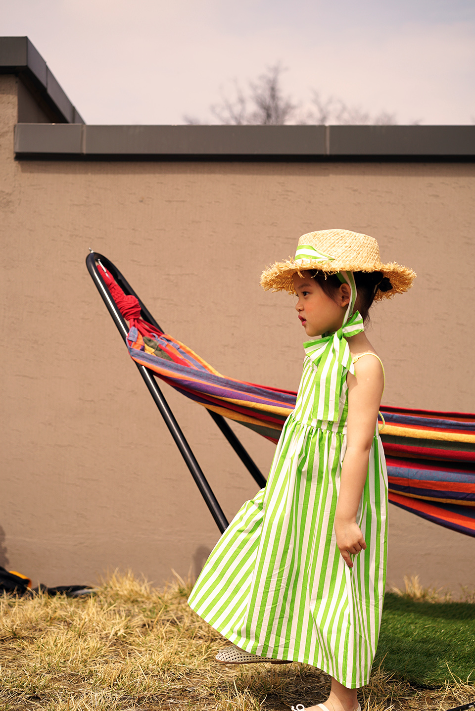 TASSEL STRIPE DRESS (GREEN) - 50% 할인